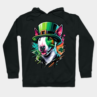 Miniature Bull Terrier Celebrates St Patrick's Day in Style Hoodie